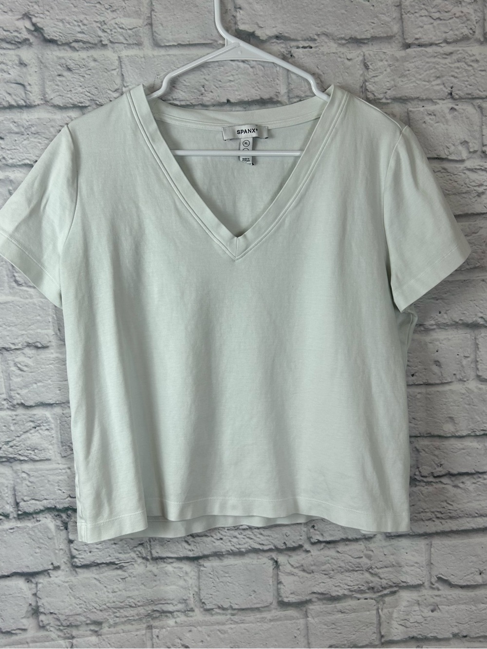 Spanx White V-Neck Short Sleeve Cotton T-Shirt Top Womenâs XL